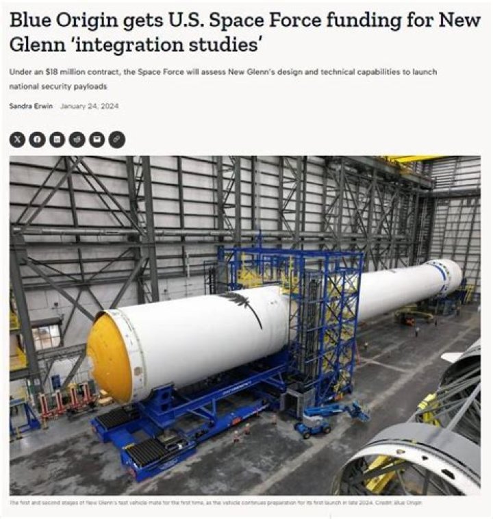 Blue Origin gets U.S. Space Force funding for New Glenn ‘integration studies’