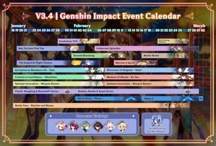 Genshin Impact 3.4 Patch Notes and Maintenance Schedule