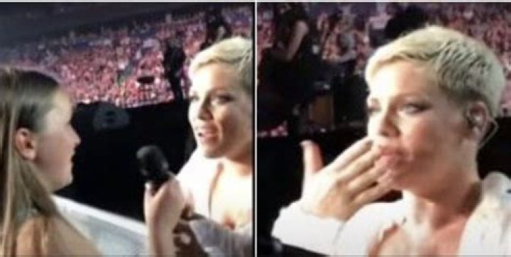 Pink stops concert and hands microphone to a 12-year-old girl, marvels at her voice when she starts to sing