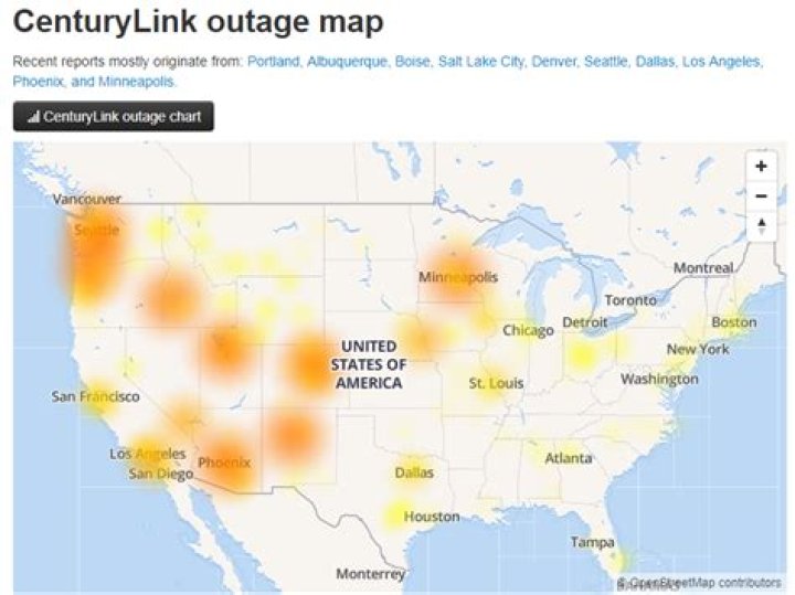 Reported nationwide CenturyLink internet outage