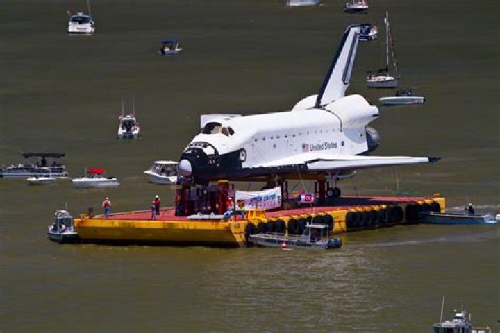 Space Shuttle Replica Explorer Sets Sail for Houston on Open-air Barge
