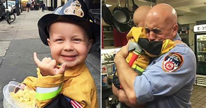 Terminally ill toddler becomes honorary New York firefighter and gets to hug his heroes
